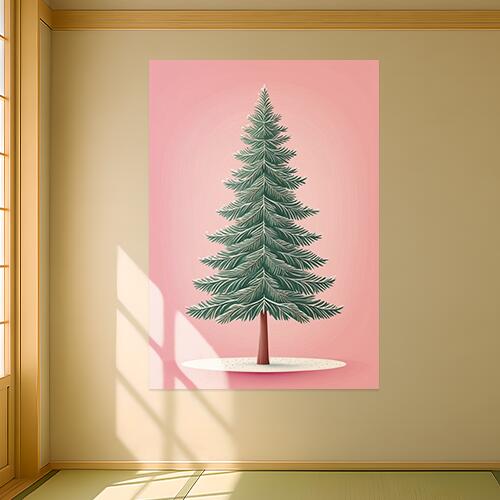 クリスマス 冬 雪 木 針葉樹 クリスマスツリー タペストリー インテリア 大きい 撮影背景 壁掛け 大判 長方形 壁布 ピンク 緑 白