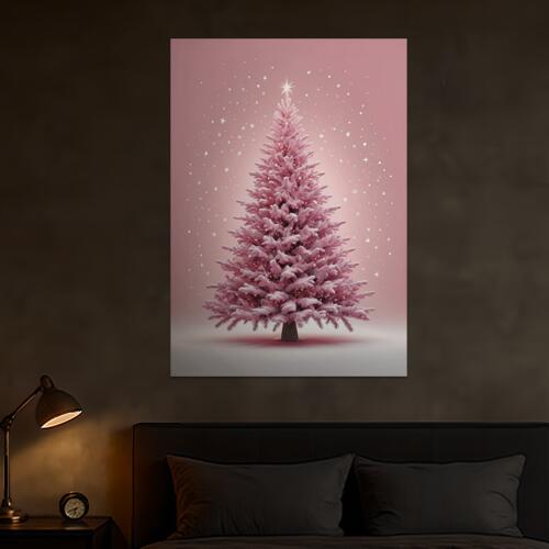 クリスマスツリー ピンク 雪 星 冬 タペストリー インテリア 大きい 撮影背景 壁掛け 大判 長方形 壁布 白 ベージュ