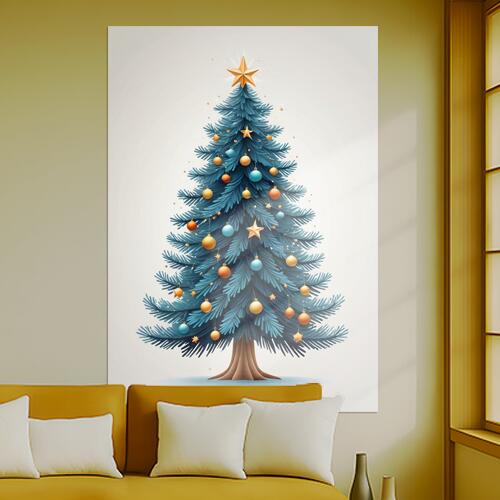 クリスマスツリー オーナメント 星 冬 クリスマス タペストリー インテリア 大きい 撮影背景 壁掛け 大判 長方形 壁布 青 黄色 オレンジ
