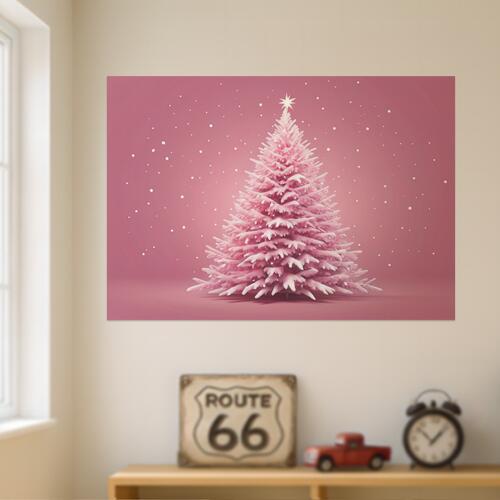 クリスマス 冬 雪 木 お祝い クリスマスツリー タペストリー インテリア 大きい 撮影背景 壁掛け 大判 長方形 壁布 ピンク 白
