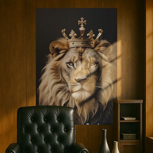 ライオン 王冠 動物 哺乳類 威厳 タペストリー イタリアマフィア風 男気 防犯 ヤクザ風 根性 かっこいい グッズ インテリア 大きい 撮影背景 壁掛け 大判 長方形 壁布 黄色 ベージュ