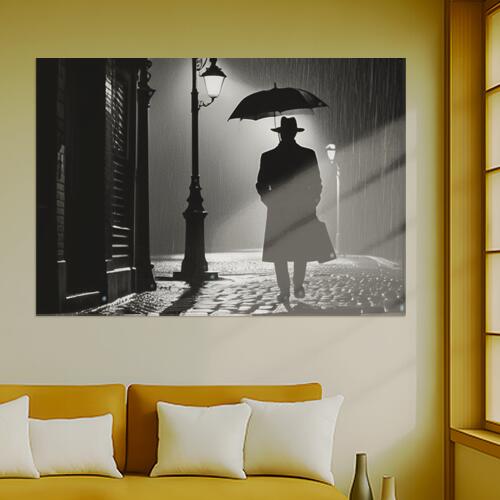 雨 傘 男 夜 街灯 タペストリー イタリアマフィア風 男気 防犯 ヤクザ風 根性 かっこいい グッズ イン..