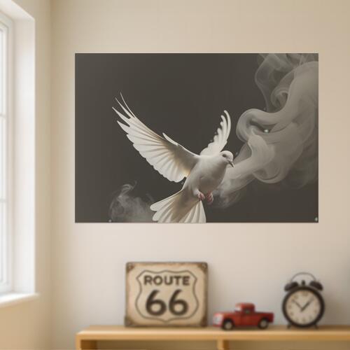 鳩 平和 希望 純粋 飛翔 タペストリー イタリアマフィア風 男気 防犯 ヤクザ風 根性 かっこいい グッズ インテリア 大きい 撮影背景 壁掛け 大判 長方形 壁布 白 グレー 黒