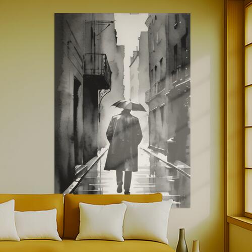 雨 傘 路地 建物 コート タペストリー イタリアマフィア風 男気 防犯 ヤクザ風 根性 かっこいい グッズ..