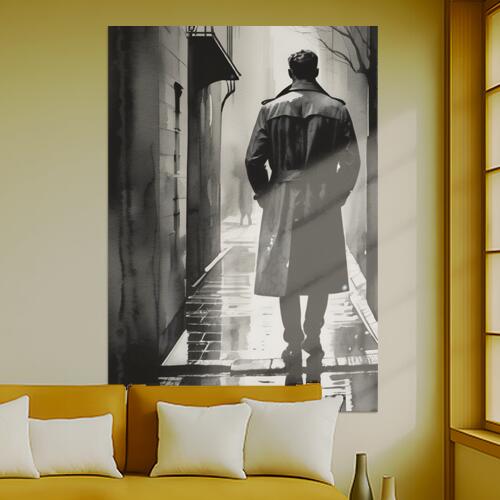 男 コート 路地 雨 影 タペストリー イタリアマフィア風 男気 防犯 ヤクザ風 根性 かっこいい グッズ ..