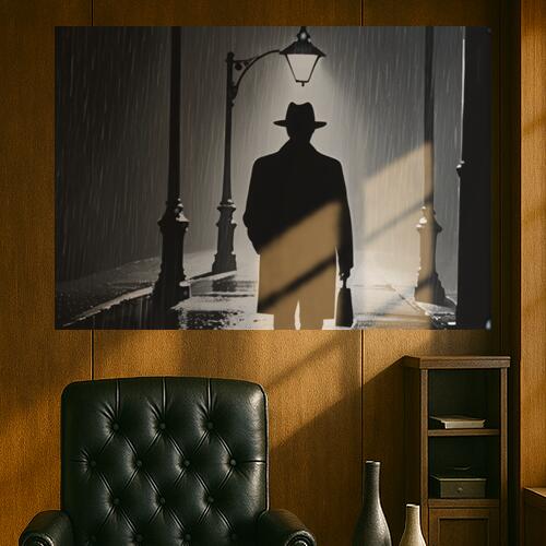 雨 夜 街灯 帽子 コート タペストリー イタリアマフィア風 男気 防犯 ヤクザ風 根性 かっこいい グッズ..