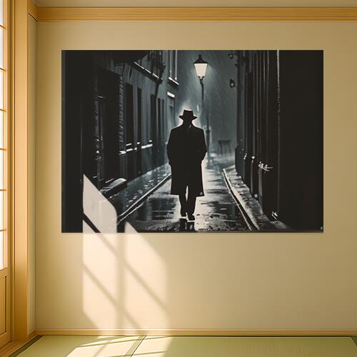 雨 路地 男 帽子 コート タペストリー イタリアマフィア風 男気 防犯 ヤクザ風 根性 かっこいい グッズ..