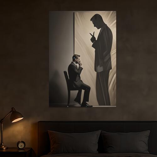 ビジネスマン スーツ 考える 影 指差し タペストリー イタリアマフィア風 男気 防犯 ヤクザ風 根性 かっこいい グッズ インテリア 大きい 撮影背景 壁掛け 大判 長方形 壁布 グレー ベージュ
