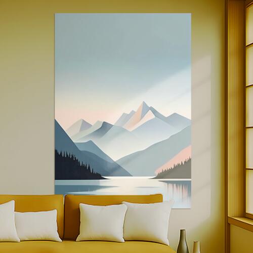 山 湖 風景 自然 ミニマル タペストリー 北欧風 おうちスタジオ 幻想的 雑貨 グッズ インテリア 大きい 撮影背景 壁掛け 大判 長方形 壁布 青 グレー ピンク
