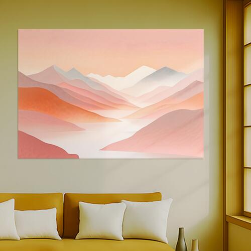 山 風景 抽象画 水彩 ミニマル タペストリー 北欧風 おうちスタジオ 幻想的 雑貨 グッズ インテリア 大きい 撮影背景 壁掛け 大判 長方形 壁布 ピンク オレンジ ベージュ
