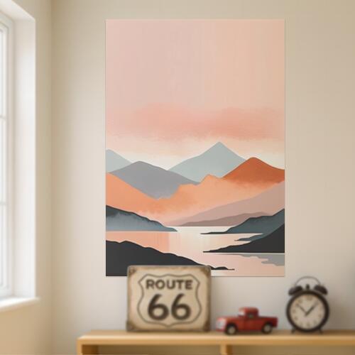 山 湖 風景 自然 アート タペストリー 北欧風 おうちスタジオ 幻想的 雑貨 グッズ インテリア 大きい 撮影背景 壁掛け 大判 長方形 壁布 ピンク オレンジ グレー