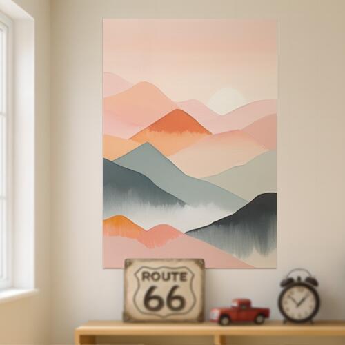山 風景 夕焼け 朝日 抽象画 タペストリー 北欧風 おうちスタジオ 幻想的 雑貨 グッズ インテリア 大きい 撮影背景 壁掛け 大判 長方形 壁布 ピンク オレンジ ベージュ