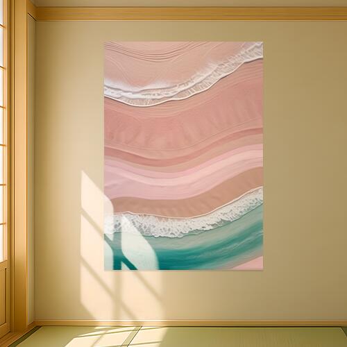 海 波 砂浜 ピンク 水彩 タペストリー 北欧風 おうちスタジオ 幻想的 雑貨 グッズ インテリア 大きい 撮影背景 壁掛け 大判 長方形 壁布 ベージュ 白