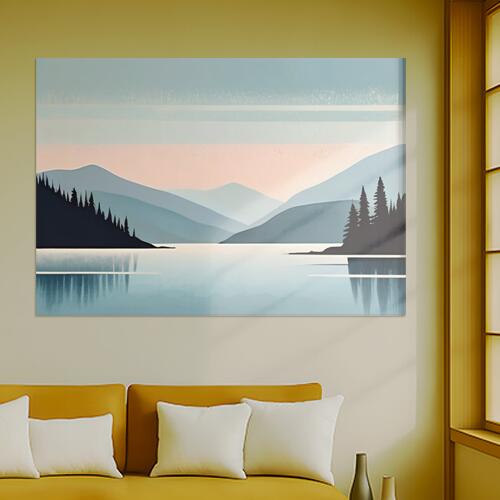 山 湖 木 風景 自然 タペストリー 北欧風 おうちスタジオ 幻想的 雑貨 グッズ インテリア 大きい 撮影背景 壁掛け 大判 長方形 壁布 青 グレー ピンク