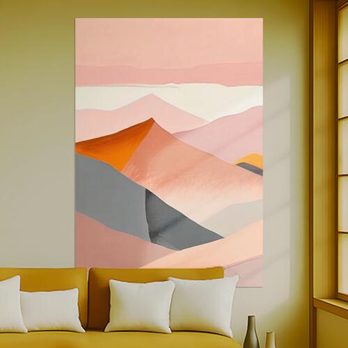 山 風景 抽象画 ミニマル アート タペストリー 北欧風 おうちスタジオ 幻想的 雑貨 グッズ インテリア 大きい 撮影背景 壁掛け 大判 長方形 壁布 ピンク オレンジ グレー