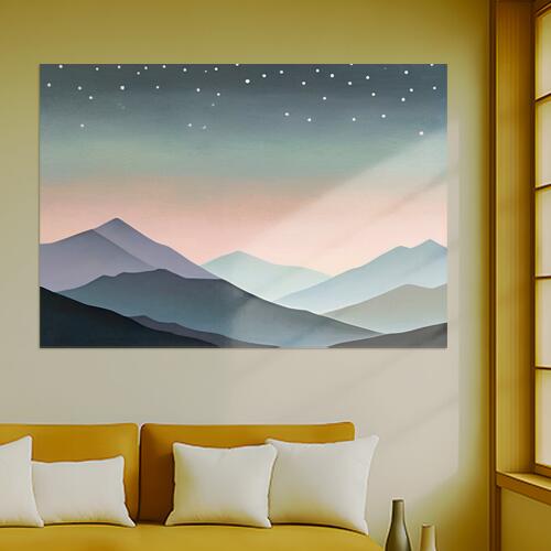 山 星空 風景 夜 抽象画 タペストリー 北欧風 おうちスタジオ 幻想的 雑貨 グッズ インテリア 大きい 撮影背景 壁掛け 大判 長方形 壁布 青 紺 ピンク