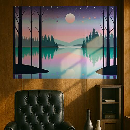 湖 木 森 月 夜 タペストリー 北欧風 おうちスタジオ 幻想的 雑貨 グッズ インテリア 大きい 撮影背景 壁掛け 大判 長方形 壁布 紫 ピンク 青