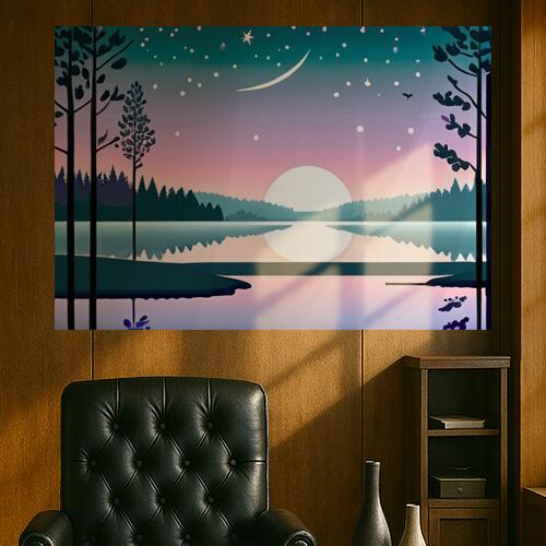 湖 月 星 木 夜 タペストリー 北欧風 おうちスタジオ 幻想的 雑貨 グッズ インテリア 大きい 撮影背景 壁掛け 大判 長方形 壁布 青 ピンク 白