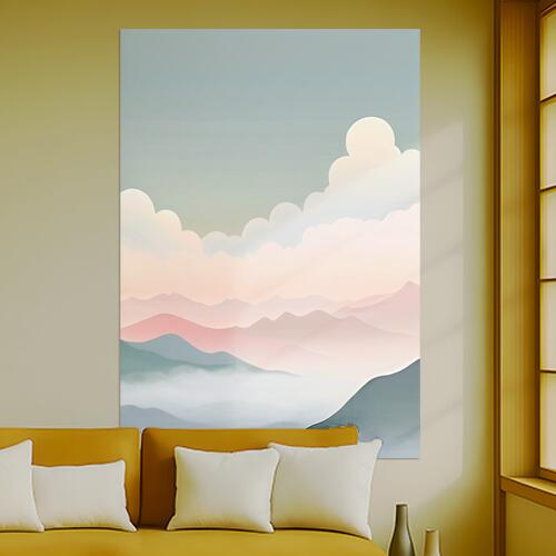山 雲 風景 自然 アート タペストリー 北欧風 おうちスタジオ 幻想的 雑貨 グッズ 癒し インテリア 大きい 撮影背景 壁掛け 大判 長方形 壁布 青 ピンク ベージュ