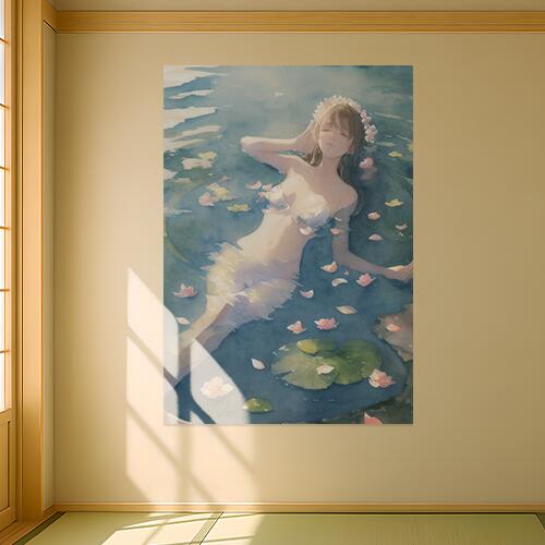 水 花 女性 睡蓮 花びら タペストリー ウェディングバナー 結婚祝い おうちスタジオ 雑貨 グッズ 壁掛け インテリア 大きい 撮影背景 大判 長方形 ヒーリング 青 ピンク 白