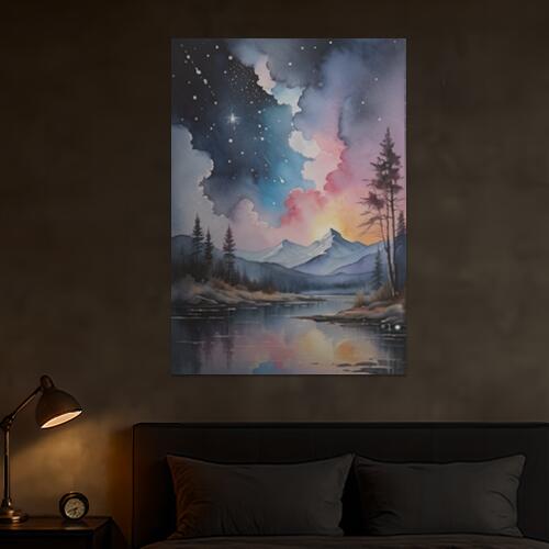 山 湖 星空 夜空 風景画 タペストリー ウェディングバナー 結婚祝い おうちスタジオ 雑貨 グッズ 壁掛け インテリア 大きい 撮影背景 大判 長方形 ヒーリング 青 紺 白