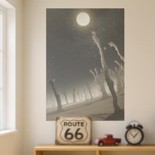 月 星 木 夜 風景 タペストリー 瞑想 幻想的 ヒーリング リラックス ミステリアス おうちスタジオ グッズ 壁掛け インテリア 大きい 撮影背景 大判 長方形 白 グレー ベージュ