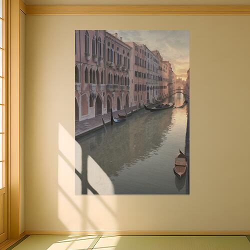 ヴェネツィア ゴンドラ 運河 橋 建物 タペストリー 瞑想 幻想的 ヒーリング リラックス ミステリアス おうちスタジオ グッズ 壁掛け インテリア 大きい 撮影背景 大判 長方形 ベージュ ピンク グレー