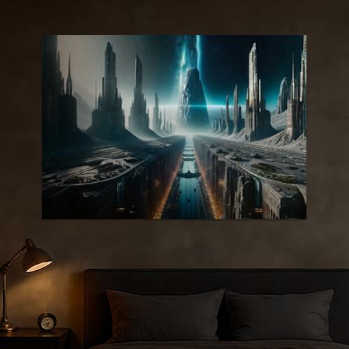 未来都市 宇宙 建造物 道路 SF タペストリー 瞑想 幻想的 ヒーリング リラックス ミステリアス おうち..