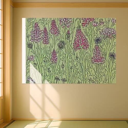 花 植物 草 野原 自然 タペストリー 可愛い ウェディングバナー 結婚祝い おうちスタジオ 北欧風 グッズ 壁掛け インテリア 春 大きい 撮影背景 大判 長方形 緑 ピンク