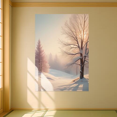 雪 冬 木 森林 風景 タペストリー 景色 北欧風 フィンランド 大判 巨大 瞑想 グッズ 壁掛け インテリア 春 大きい 撮影背景 長方形 白 ベージュ