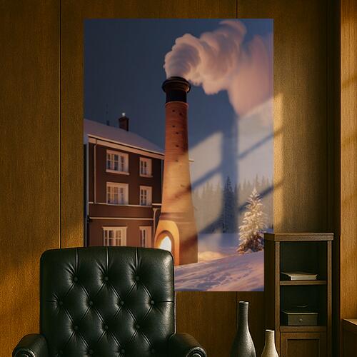 煙突 家 雪 木 冬 タペストリー 景色 北欧風 フィンランド 大判 巨大 瞑想 グッズ 壁掛け インテリア 春 大きい 撮影背景 長方形 ベージュ オレンジ 白