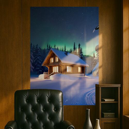 雪 家 冬 オーロラ 夜 タペストリー 景色 北欧風 フィンランド 大判 巨大 瞑想 グッズ 壁掛け インテリア 春 大きい 撮影背景 長方形 青 白 ベージュ