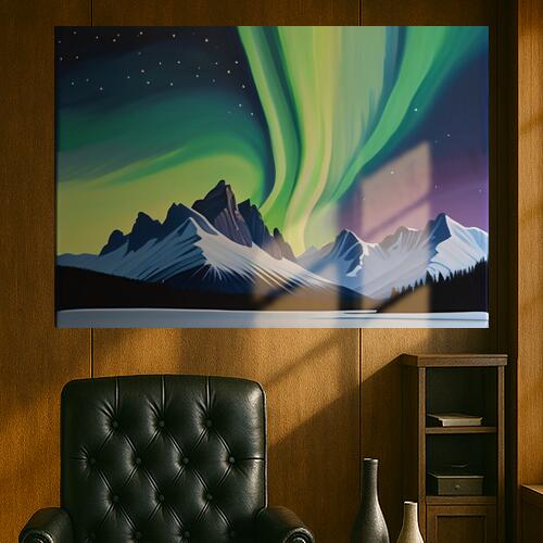 オーロラ 山 雪 夜空 風景 タペストリー 景色 北欧風 フィンランド 冬 大判 巨大 瞑想 グッズ 壁掛け インテリア 春 大きい 撮影背景 長方形 青 白 緑