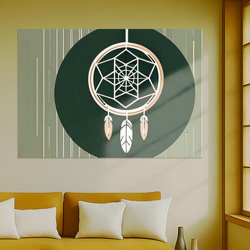 ドリームキャッチャー 魔除け お守り 羽 壁飾り タペストリー 開運グッズ 巨大 瞑想 壁掛け インテリア 大きい 撮影背景 長方形 緑 白 ベージュ
