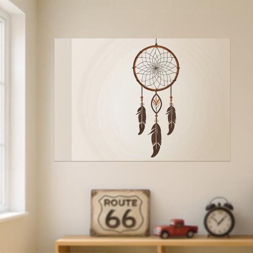 ドリームキャッチャー 魔除け お守り 羽根 ネイティブアメリカン タペストリー 開運グッズ 壁飾り 巨大 瞑想 壁掛け インテリア 大きい 撮影背景 長方形 ベージュ 茶色 白