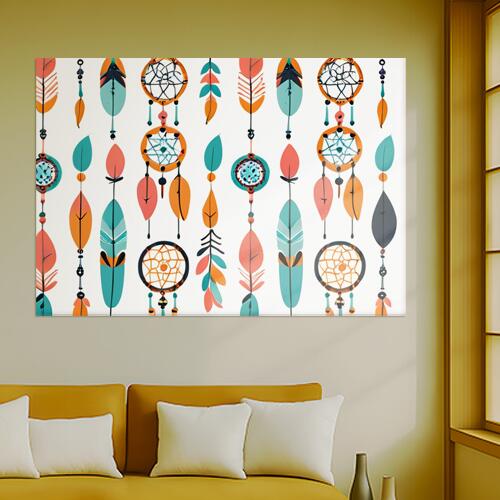 ドリームキャッチャー 羽 ボヘミアン ネイティブアメリカン 壁掛け タペストリー 開運グッズ 壁飾り 巨大 瞑想 インテリア 大きい 撮影背景 長方形 オレンジ 青 ベージュ