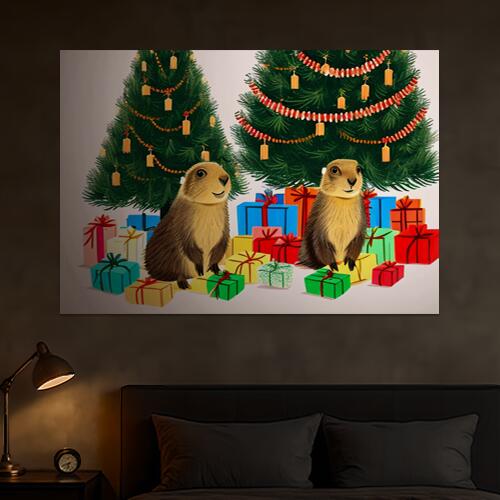 クリスマス プレゼント 木 リス 冬 タペストリー マーモット グッズ 大判 布製 壁飾り 巨大 壁掛け イ..