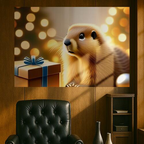 ウッドチャック プレゼント クリスマス 冬 動物 タペストリー マーモット グッズ 大判 布製 壁飾り 巨大 壁掛け インテリア 自然 大きい 撮影背景 長方形 ベージュ 茶色 青