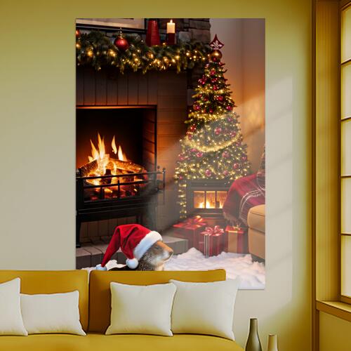 クリスマス タペストリー 冬 マーモット グッズ 大判 布製 壁飾り 巨大 壁掛け インテリア 自然 動物 大きい 撮影背景 長方形