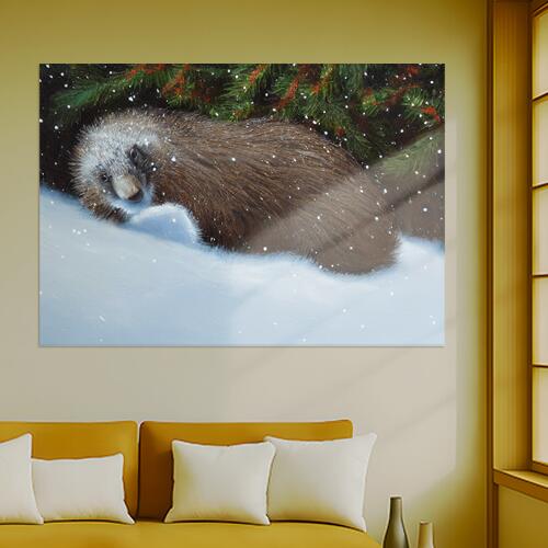 グラウンドホッグ 冬眠 雪 動物 自然 クリスマス タペストリー 冬 マーモット グッズ 大判 布製 壁飾り 巨大 壁掛け インテリア 大きい 撮影背景 長方形 白 グレー 茶色