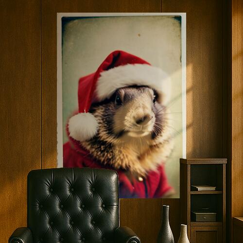 リス クリスマス 帽子 冬 動物 タペストリー マーモット グッズ 大判 布製 壁飾り 巨大 壁掛け インテ..