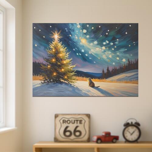 クリスマスツリー 星 雪 マーモット 冬 クリスマス タペストリー グッズ 大判 布製 壁飾り 巨大 壁掛け インテリア 自然 動物 大きい 撮影背景 長方形 青 白 黄色