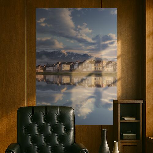 家 山 湖 空 雲 タペストリー 風景 リラックス 名画風 遠景 瞑想 大判 布製 壁飾り 巨大 壁掛け インテ..