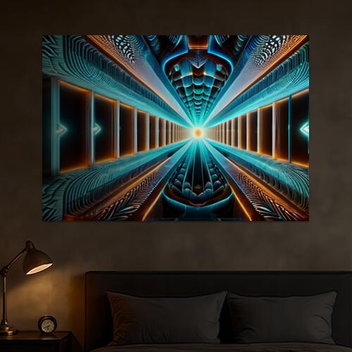 トンネル 未来 光 抽象 幾何学 タペストリー 風景 リラックス 名画風 遠景 瞑想 大判 布製 壁飾り 巨大..