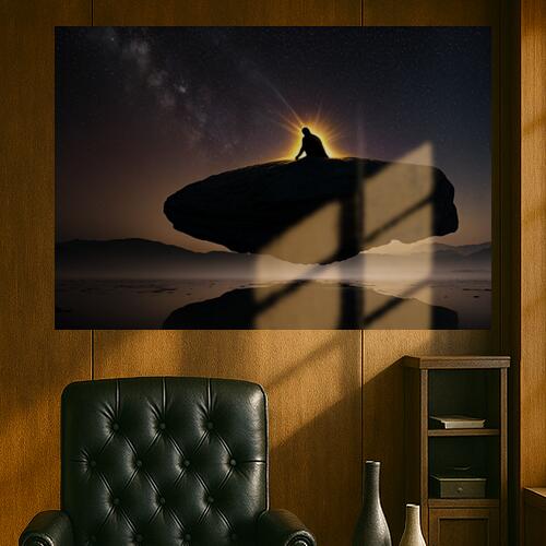 瞑想 星空 岩 夜 宇宙 タペストリー 風景 リラックス 名画風 遠景 大判 布製 壁飾り 巨大 壁掛け インテリア 大きい 撮影背景 長方形 黒 ベージュ