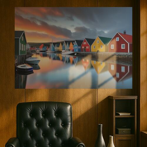 家 ボート 水 反射 港 タペストリー 風景 リラックス 名画風 遠景 瞑想 大判 布製 壁飾り 巨大 壁掛け ..