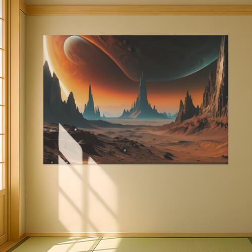 惑星 宇宙 砂漠 山 SF タペストリー 風景 リラックス 名画風 遠景 瞑想 大判 布製 壁飾り 巨大 壁掛け ..