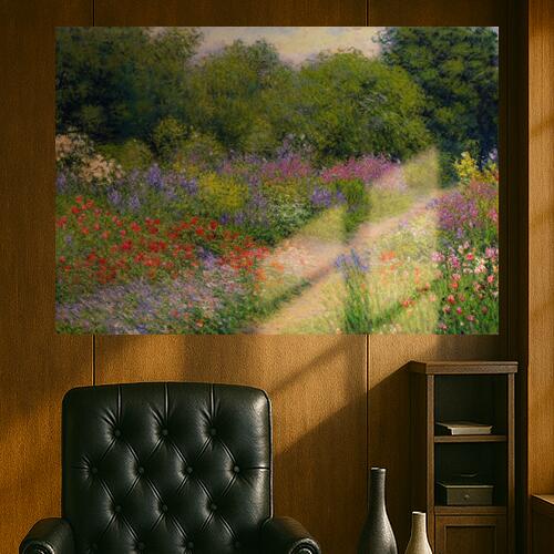 庭 花 自然 風景 小道 タペストリー リラックス 名画風 遠景 瞑想 大判 布製 壁飾り 巨大 壁掛け インテリア 大きい 撮影背景 長方形 赤 ピンク 紫