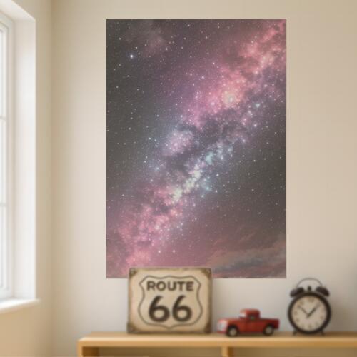星 星雲 宇宙 夜空 天の川 タペストリー 風景 リラックス 名画風 遠景 瞑想 大判 布製 壁飾り 巨大 壁掛け インテリア 大きい 撮影背景 長方形 ピンク 紫 グレー