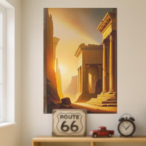 遺跡 柱 砂漠 建造物 神殿 タペストリー 風景 リラックス 名画風 遠景 瞑想 大判 布製 壁飾り 巨大 壁..